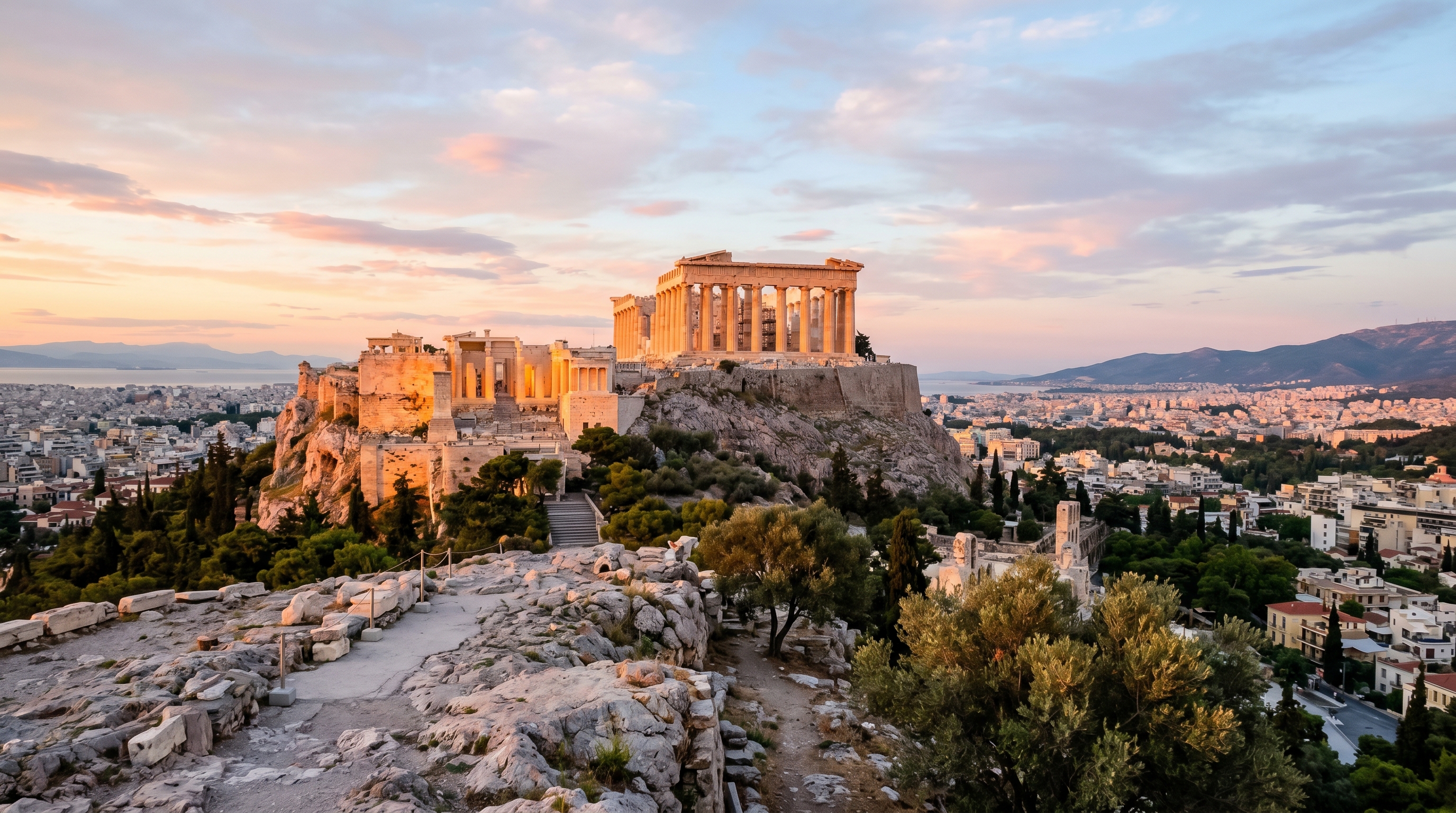 Best time to visit Acropolis Athens golden hour sunrise morning