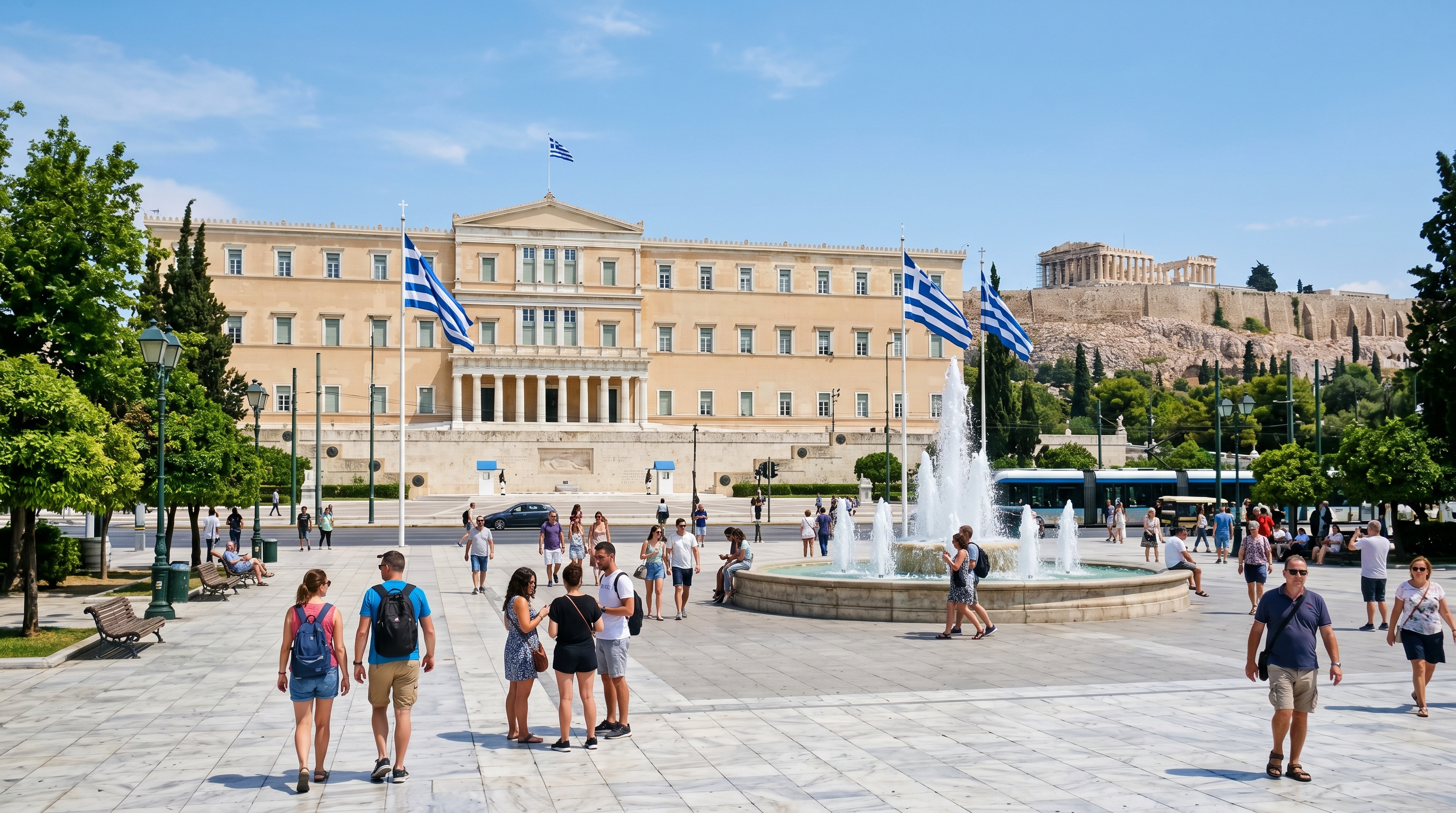 Syntagma Square Athens Parliament walk to Acropolis route